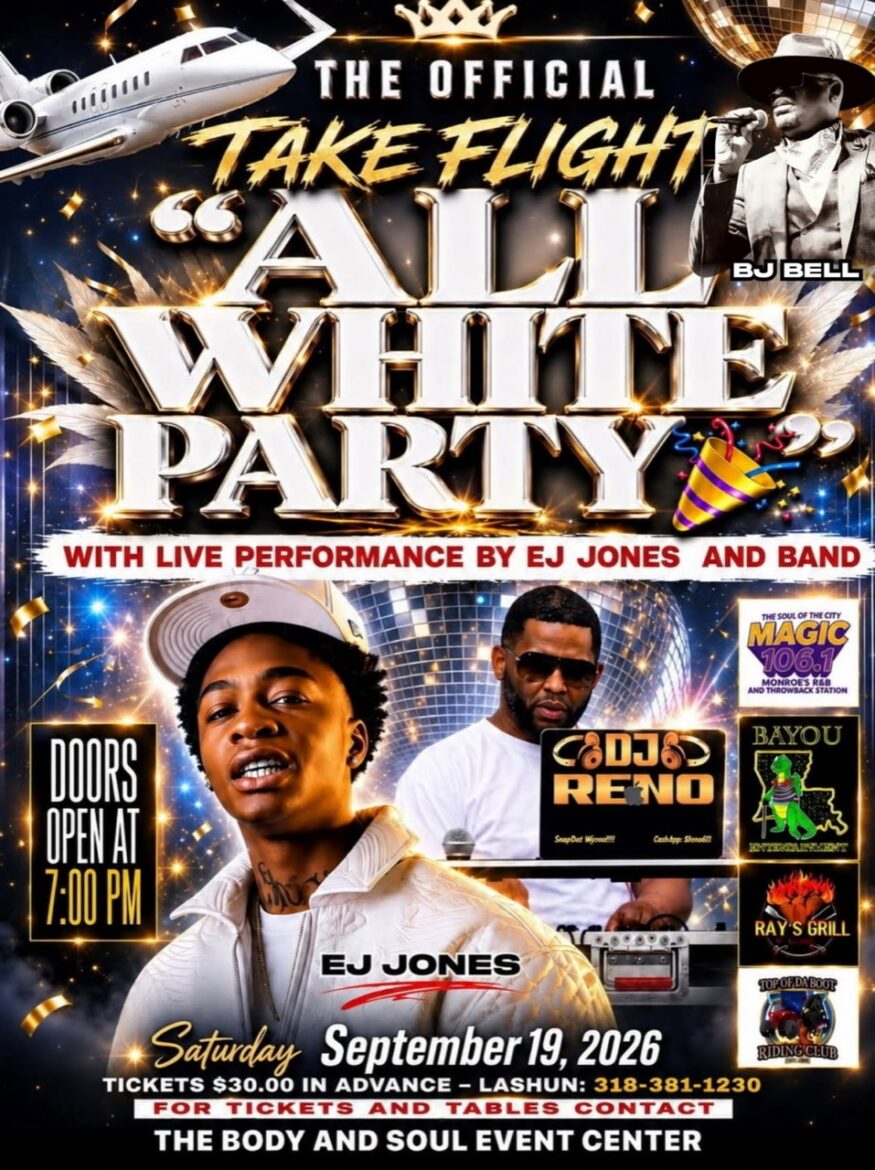The Official Take Flight All White Party flyer for September 19, 2026
